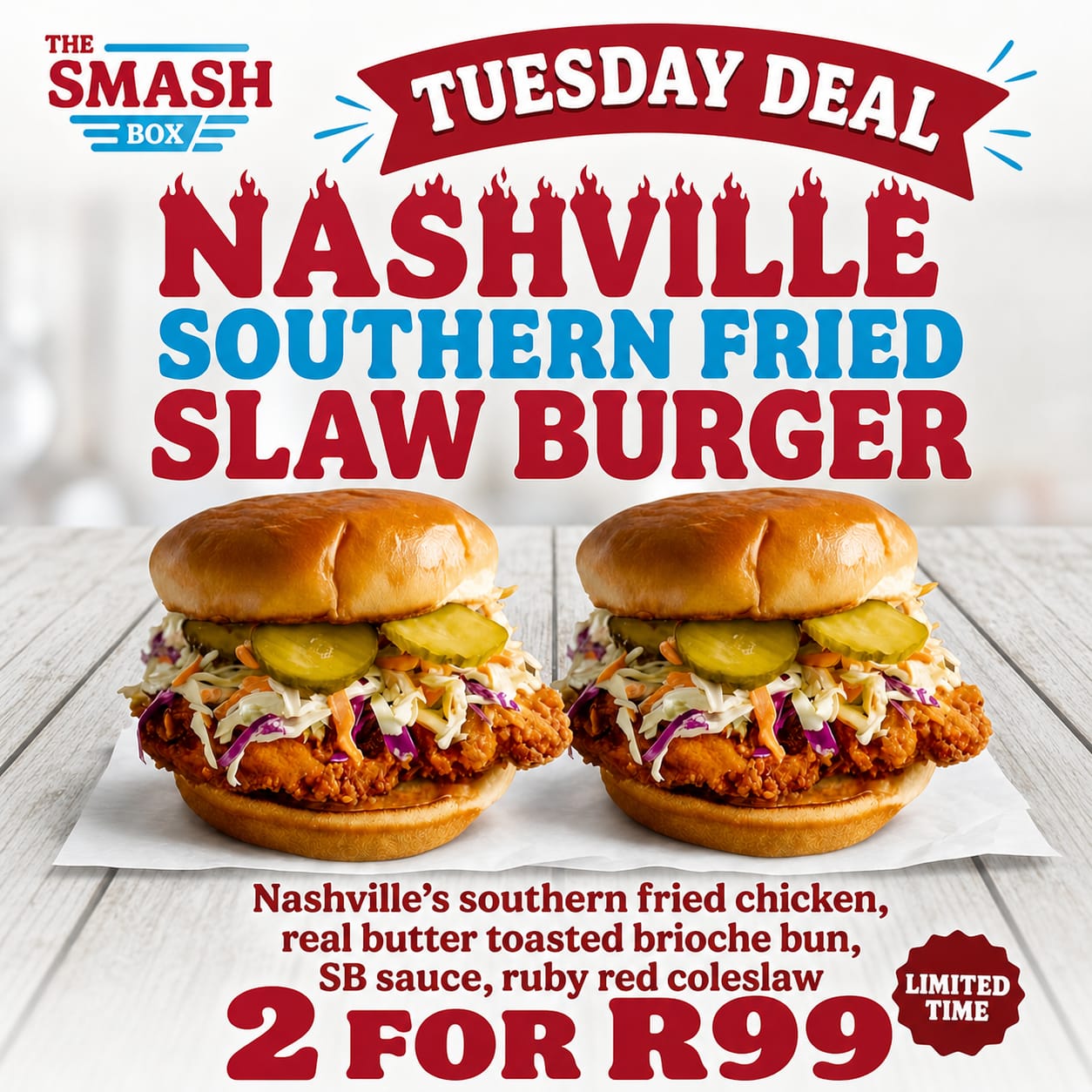 Nashville Twosday chicken burger deal poster